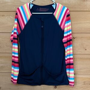Colorful Striped Long Sleeve swim top Anne Cole Locker